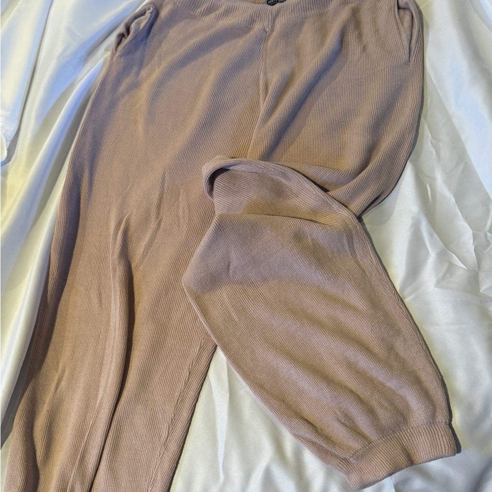 Women's Ribbed Pinkish Tan Pants